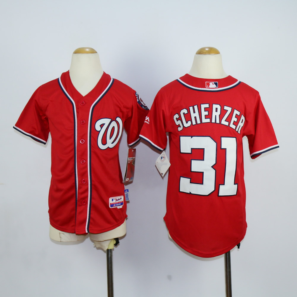 Youth Washington Nationals #31 Scherzer Red MLB Jerseys->->Youth Jersey